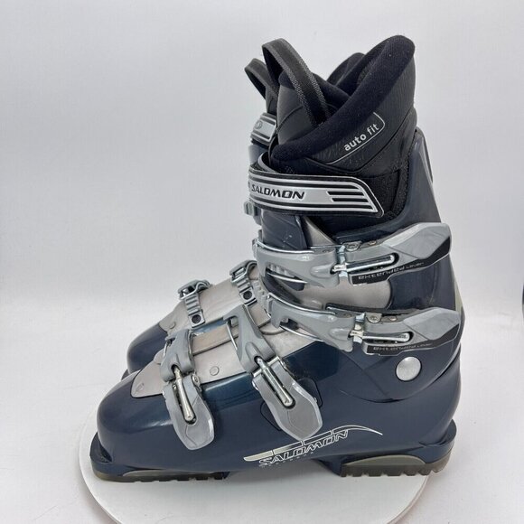 Salomon Performa Auto Fit Men Size 9.5 Grey Gun Metal 4 Buckle Winter Ski Boot - Picture 1 of 14